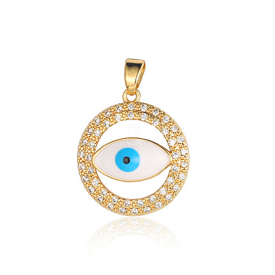 Brass Micro Pave Cubic Zirconia Pendants ZIRC-OY001-35-G-1
