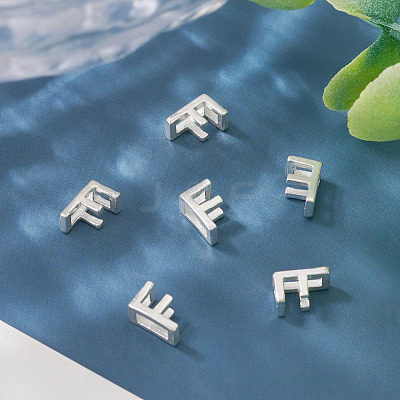 6Pcs 925 Sterling Silver Hollow Initial Beads STER-TA0001-53F-1