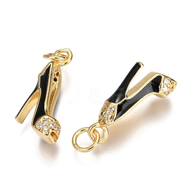 Brass Micro Pave Clear Cubic Zirconia Stilettos Pendants ZIRC-B002-35G-C-1