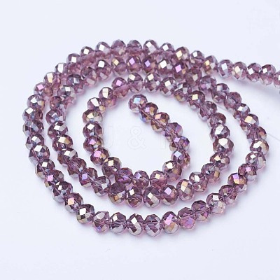 Electroplate Glass Beads Strands X-EGLA-A034-T6mm-B10-1