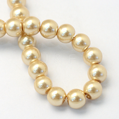 Baking Paint Pearlized Glass Pearl Round Bead Strands X-HY-Q003-4mm-42-1