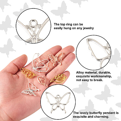 48Pcs 8 Style Alloy Open Back Bezel Pendants FIND-CW0001-13-1