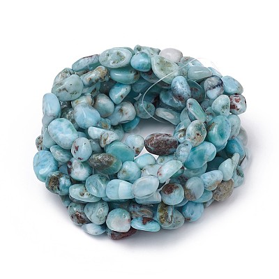 Natural Larimar Stretch Beaded Bracelets X-BJEW-K213-C21-1