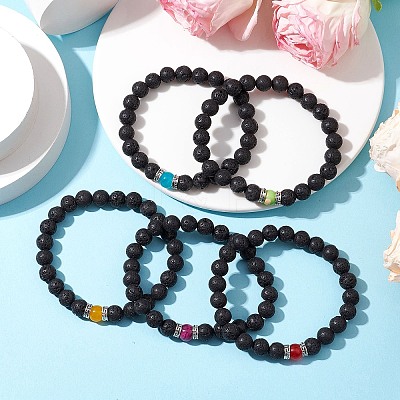 7Pcs Chakra Gemstone Stretch Bracelets Sets BJEW-JB11023-1