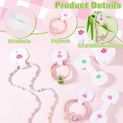 200Pcs 4 Styles Flower Printed Folding Paper Jewelry Display Cards for Bracelets CDIS-GA0001-05-1