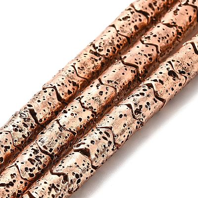 Electroplated Natural Lava Rock Beads Strands G-G984-03R-1