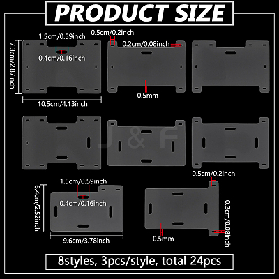 24Pcs 8 Styles Transparent PVC Badge Display Cards CDIS-FG0001-67-1