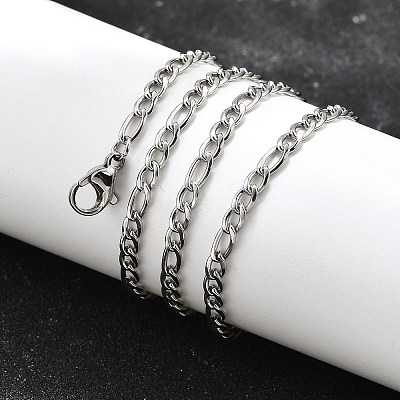 Tarnish Resistant 304 Stainless Steel Figaro Chain Necklace Making STAS-K168-03P-1