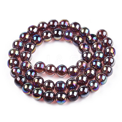 Electroplate Transparent Glass Beads Strands GLAA-T032-T8mm-AB19-1