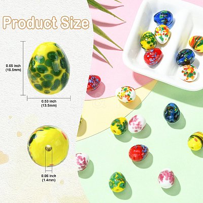 18Pcs 6 Colors Handmade Lampwork Beads Strands LAMP-CJ0003-08-1