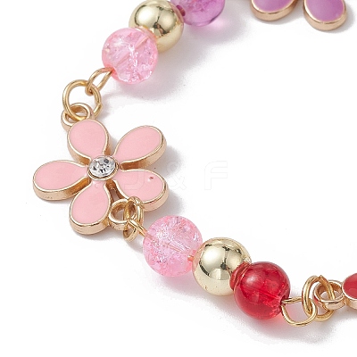 Zinc Alloy Flower Flower Link Chain Bracelets BJEW-JB10006-1