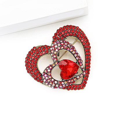 Heart Alloy Rhinestone Brooches for Backpack Clothes PW-WGF90AF-01-1