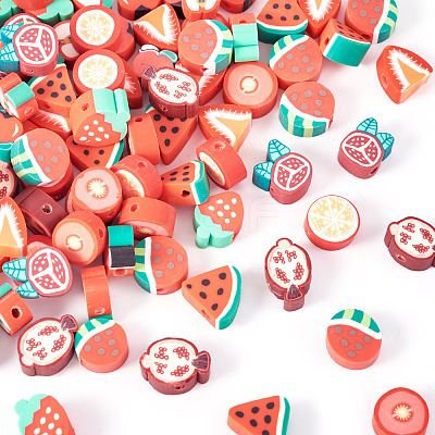 100Pcs 10 Styles Handmade Polymer Clay Beads CLAY-TA0001-65-1