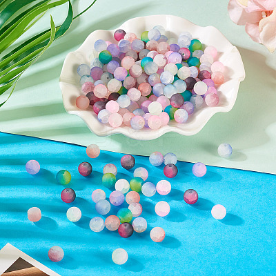 200Pcs 10 Colors Crackle Glass Beads Strands GLAA-TA0003-31B-1