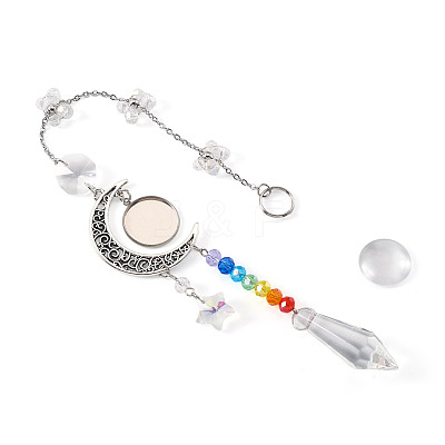 2Pcs Glass Butterfly & Cone Hanging Suncatchers HJEW-TADJ0021-1
