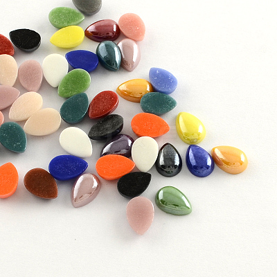 Pearlized Plated Opaque Glass Cabochons PORC-S778-18x25-M-1
