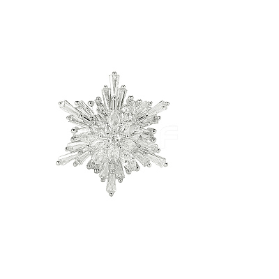 Clear Cubic Zirconia Snowflake Brooch Pins PW-WG917F8-02-1