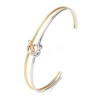 Duo Tone 304 Stainless Steel Knot Open Cuff Bangles for Women SA-CBA2192-05GP-04-1