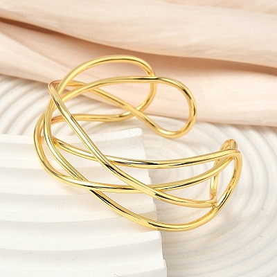 Brass Cuff Bangles for Women BJEW-F513-06G-1