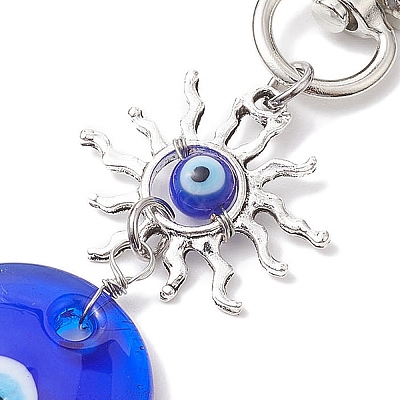 Horse Eye/Heart/Star/Hamsa Hand/Flat Round with Evil Eye Lampwork Pendant Decorations HJEW-JM01997-1