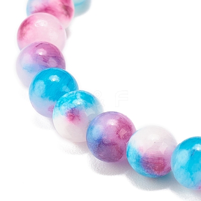 Natural White Jade Round Beaded Stretch Bracelet BJEW-JB07968-1