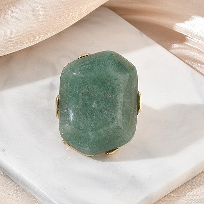 Natural Green Aventurine & Alloy Finger Rings for Women RJEW-G375-01G-02-1