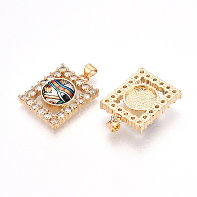 Brass Micro Pave Clear Cubic Zirconia Pendants for Women KK-T070-91A-06-1