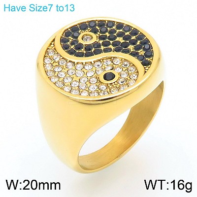 304 Stainless Steel Cubic Zirconia Finger Rings for Men FS-WG9BEFD-03-1