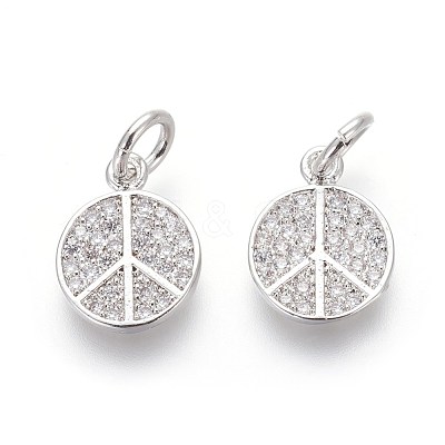 Brass Micro Pave Cubic Zirconia Charms ZIRC-J021-02P-RS-1