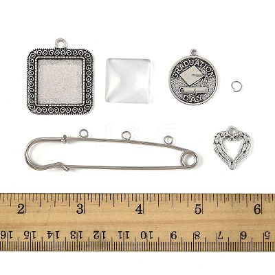 DIY Square Alloy Commemorative Photo Pendants Making Kits DIY-FS0009-22-1