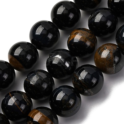 Dyed Natural Blue Tiger Iron Beads Strands G-G286-A02-12mm-1
