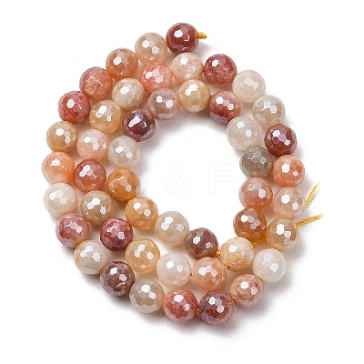 Electroplated Natural Golden Silk Jade Beads Strands G-B191-A06-8mm-1