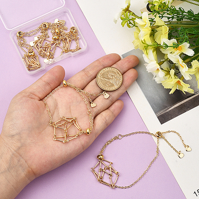5Pcs Adjustable Braided Brass Macrame Pouch Cable Chain Slider Bracelet Making BJEW-BBC0001-17A-1