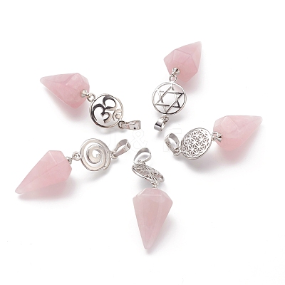 Natural Rose Quartz Pendants G-O194-06-1