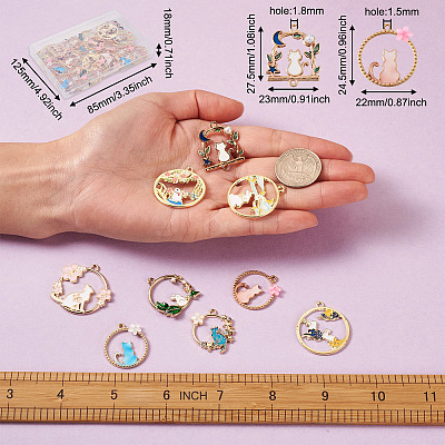 48Pcs 12 Style Alloy Crystal Rhinestone Pendants ENAM-CW0001-18-1