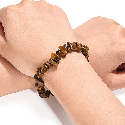 Tiger Eye Chips Stretch Bracelets BJEW-JB01308-02-1