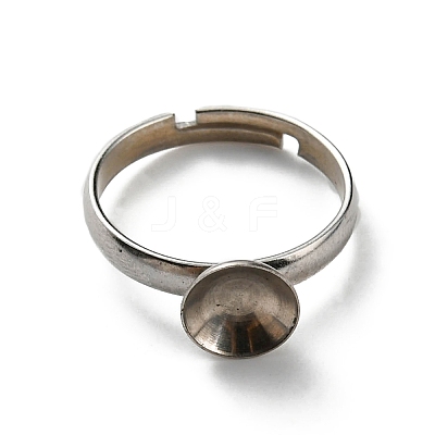 Tarnish Resistant Adjustable 304 Stainless Steel Finger Rings Components X-STAS-E163-97P-1
