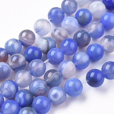 Natural Striped Agate/Banded Agate Beads Strands G-I261-C02-8mm-1