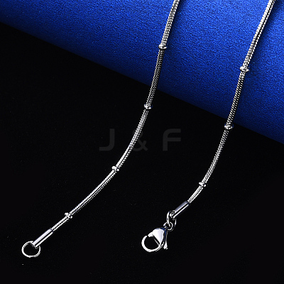 Non-Tarnish 304 Stainless Steel Round Snake Chain Necklace NJEW-S420-009A-P-1
