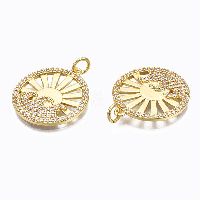 Brass Micro Pave Clear Cubic Zirconia Pendants ZIRC-N039-125-NF-1