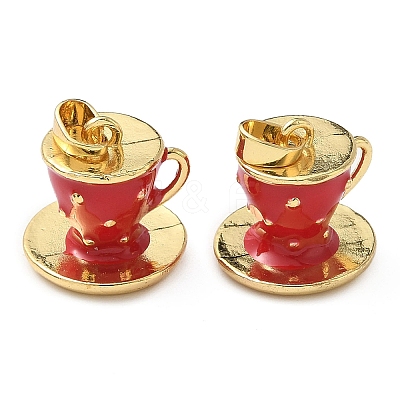 Brass Enamel 3D Cup Charms KK-I371-36G-02-1