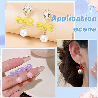 48Pcs 12 Colors Spray Painted Zinc Alloy Bowknot Connector Charms FIND-ME0003-85-1