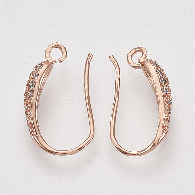 Brass Micro Pave Cubic Zirconia Earring Hooks ZIRC-Q022-035RG-NF-1