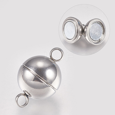 Tarnish Resistant 304 Stainless Steel Magnetic Clasps with Loops STAS-G173-05P-12mm-1