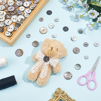 120Pcs 6 Styles Dyed Natural Shell Buttons BUTT-WR0001-42A-1