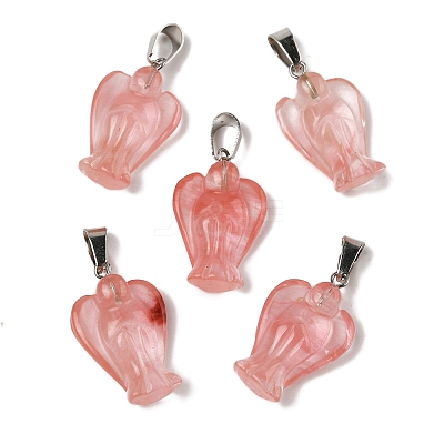 Cherry Quartz Glass Pendants G-B127-10P-15-1