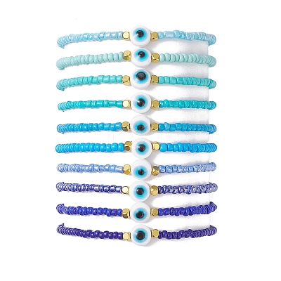 10Pcs Glass Seed Beads Stretch Bracelets for Women BJEW-MZ00242-1