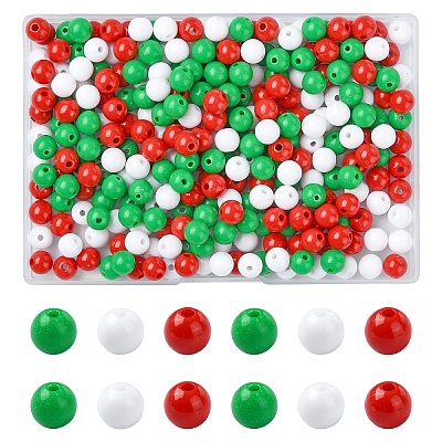 300Pcs 3 Colors Opaque Acrylic Beads MACR-YW0003-13C-1