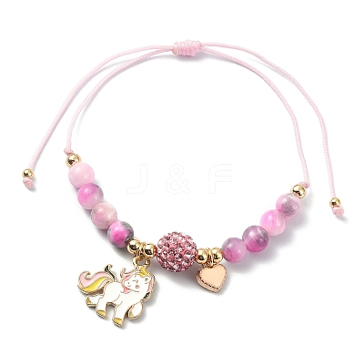 Alloy Enamel Unicorn Charm Bracelet BJEW-JB09599-1