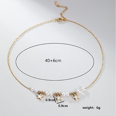 Imitation Pearl Beaded Star Pendant Necklaces ID0009-1